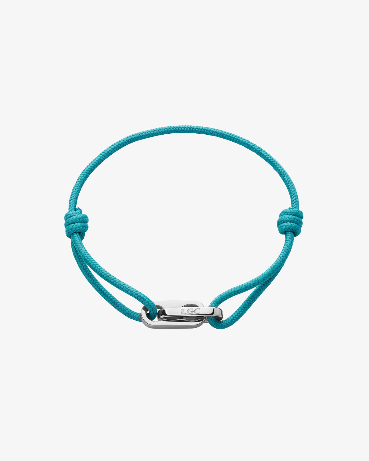 Pulsera plateada Atlantis con cordón trenzado turquesa y cierre metálico