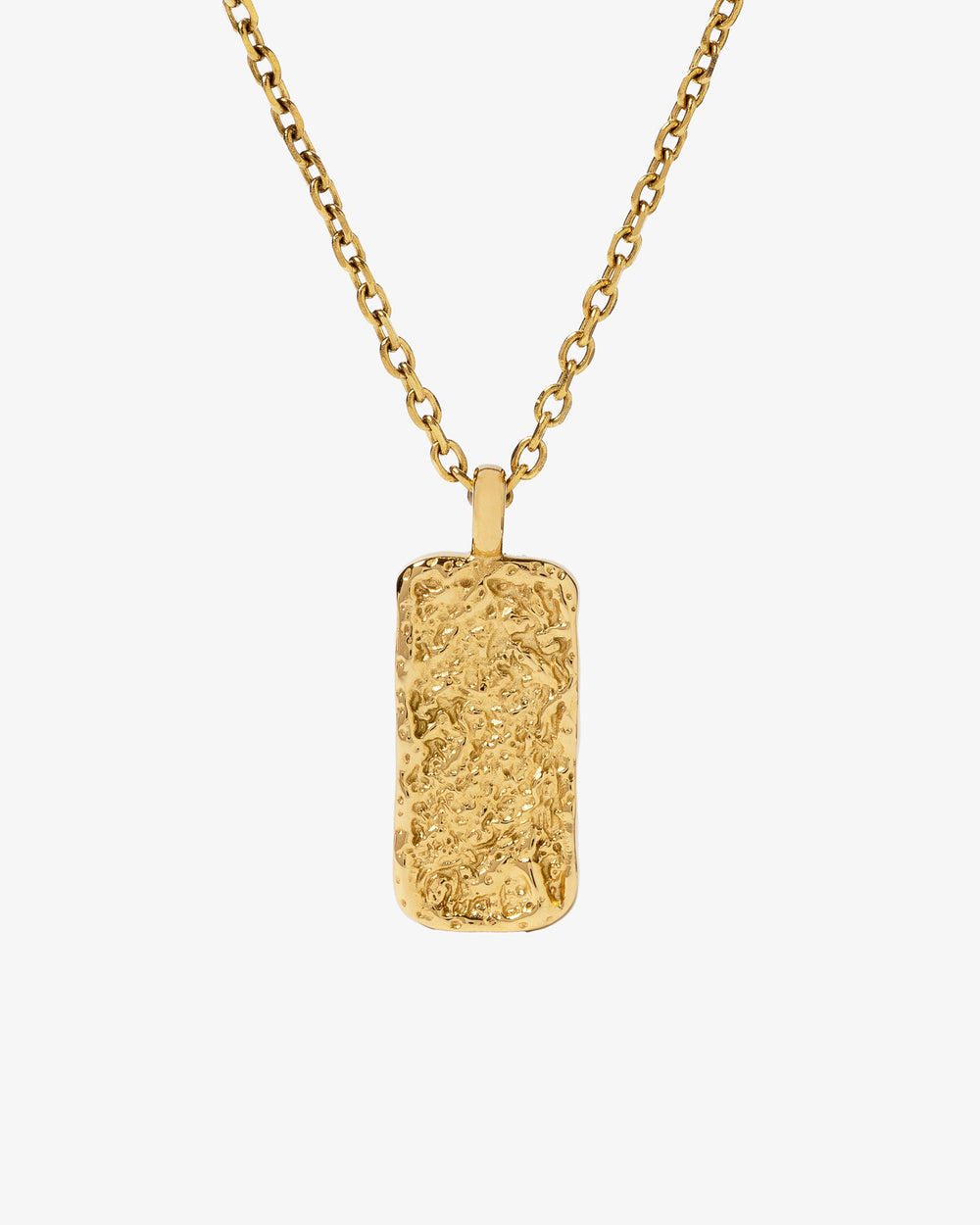 Collar dorado Moonrock con colgante rectangular martillado en cadena de 50 cm con extensor de 5 cm