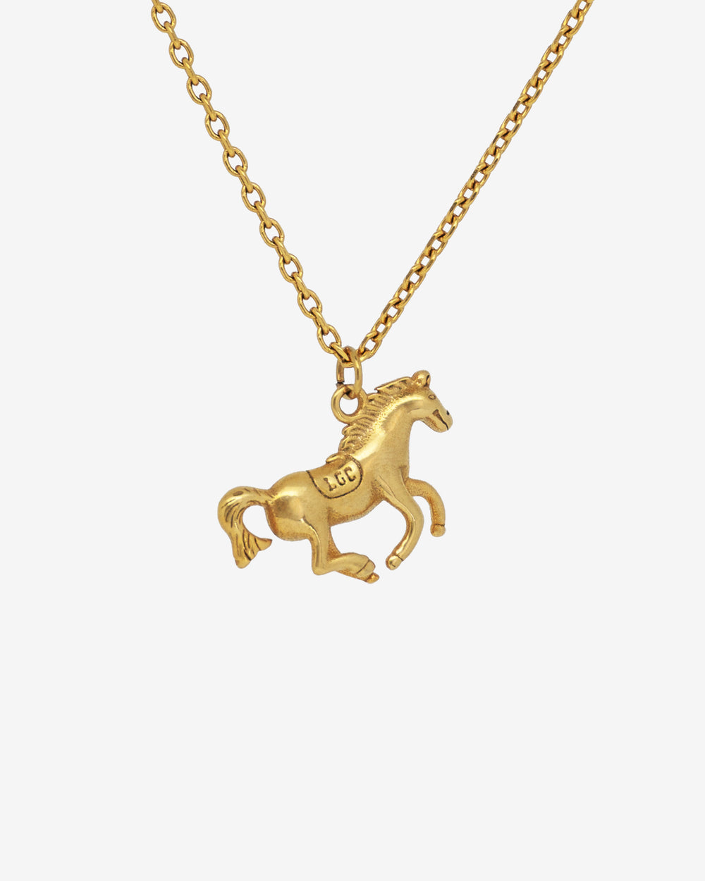 Collar dorado Monaco con detallado colgante de caballo y cadena ajustable