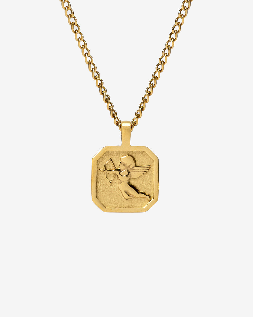 Collar dorado Savior con colgante hexagonal con Cupido en relieve