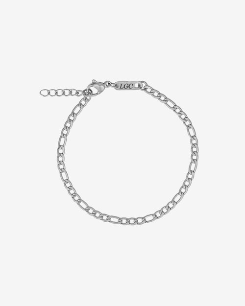 Amalfi silver bracelet with a classic chain link design on a white background