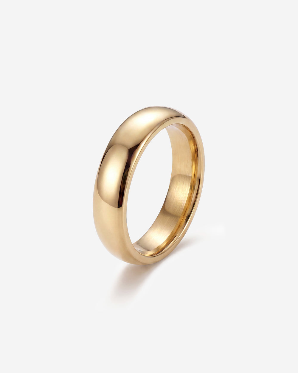 Anillo de banda dorada pulida de 5 mm de ancho
