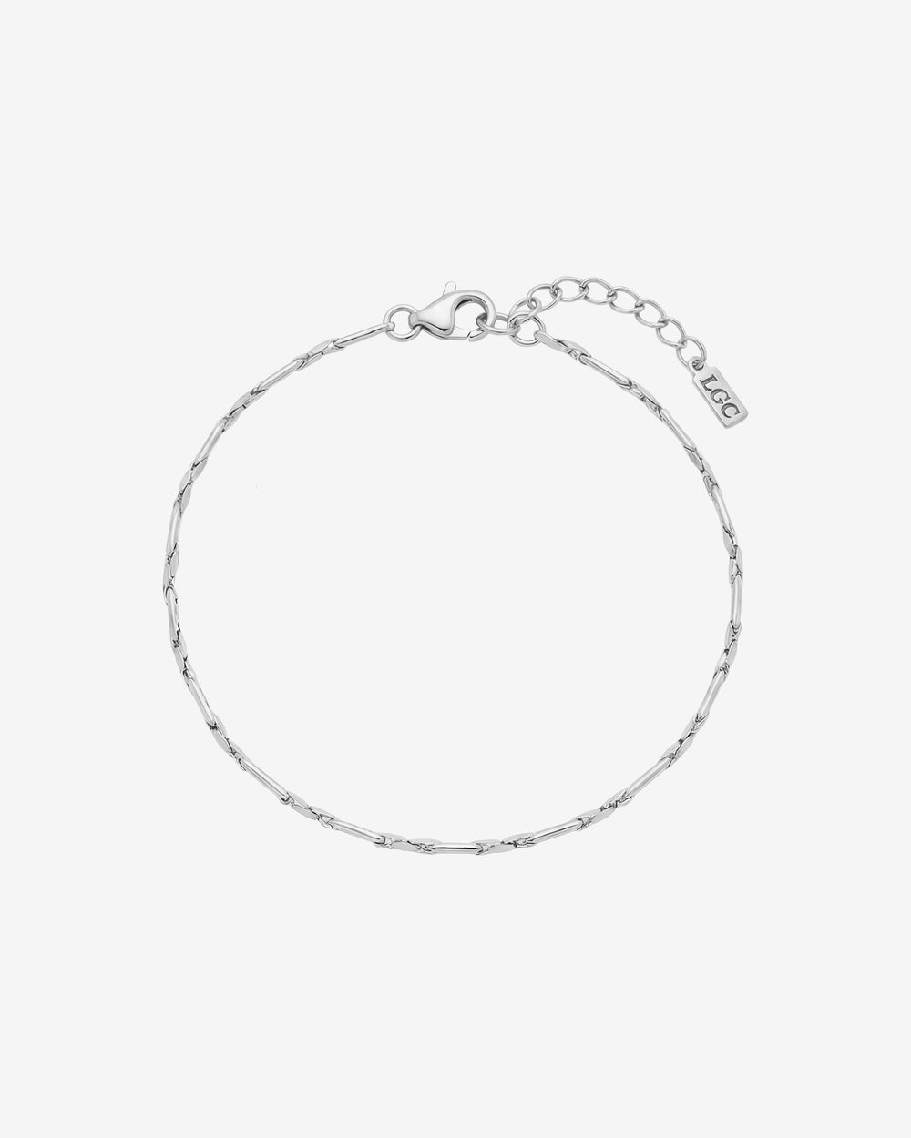 LIRA SILVER BRACELET con cierre de mosquetón y cadena de extensión ajustable