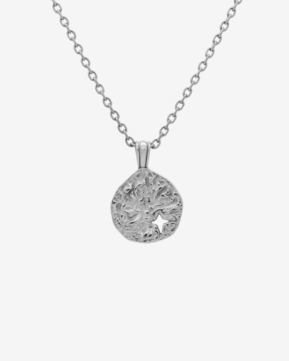 MIST SILVER NECKLACE textured teardrop pendant on an adjustable 50 cm chain