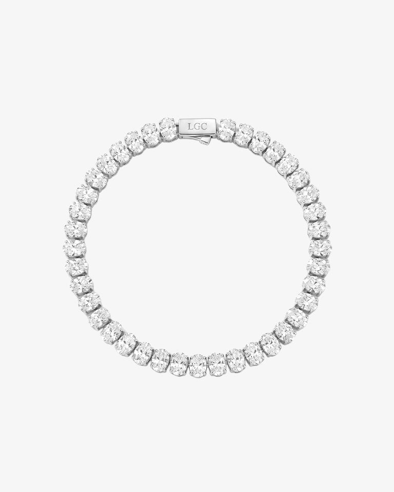 Pulsera tennis de circonitas ovaladas con fila continua de piedras y cierre
