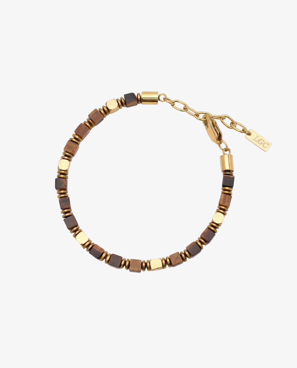 Pulsera de piedras con cuentas de ojo de tigre y hematita en tonos dorados